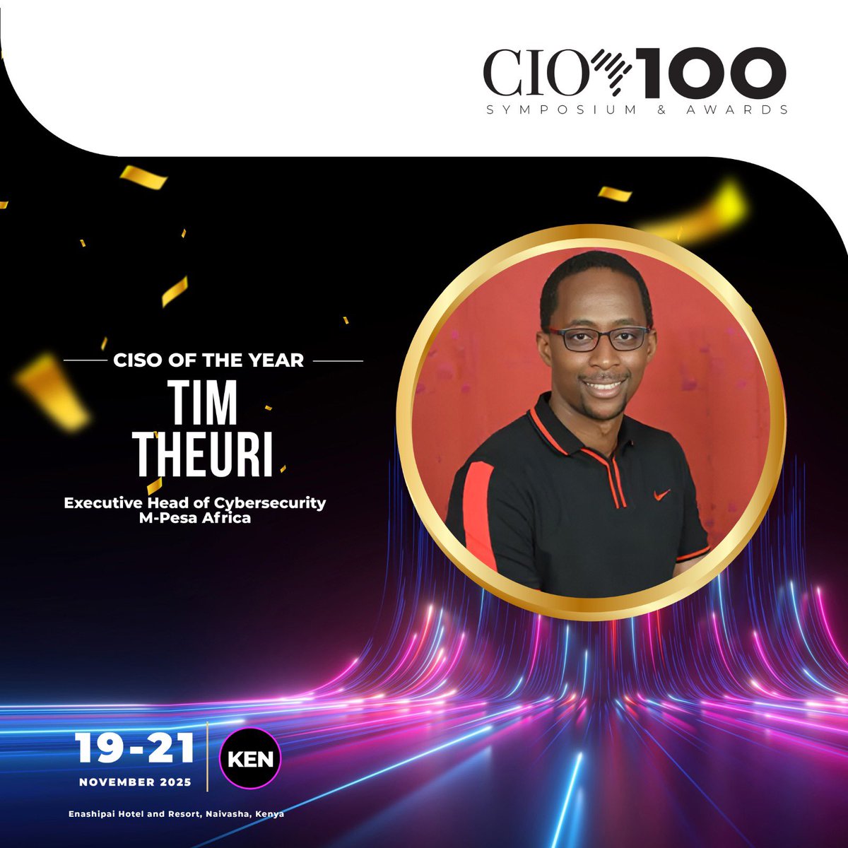 dx5ve's tweet photo. The CISO of the Year 2025 at the #CIO100Symposium #CIO100Awards is
Tim Theuri Executive head of Cybersecurity at @Mpesa Africa https://t.co/cV3uUs3bbP