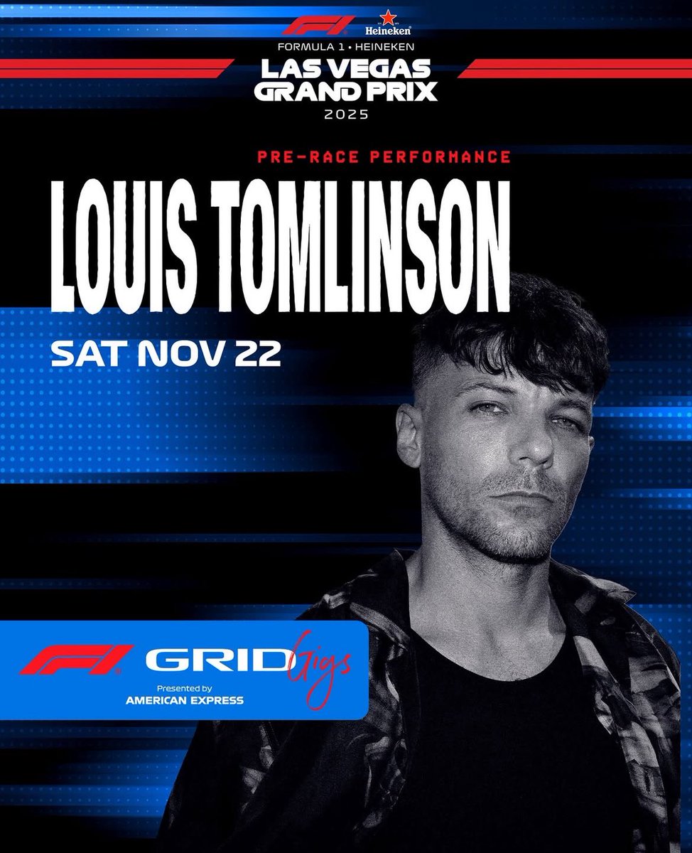 LouisWT91World's tweet photo. 🏁 | LAS VEGAS GRAND PRIX 🏎️

📍 Las Vegas
🏟️ Grid Gigs
🗓️ 22 Nov.
🕖 6:30 PM

#LasVegasGP #F1 #LouisTomlinson https://t.co/qYqhcPzpcT