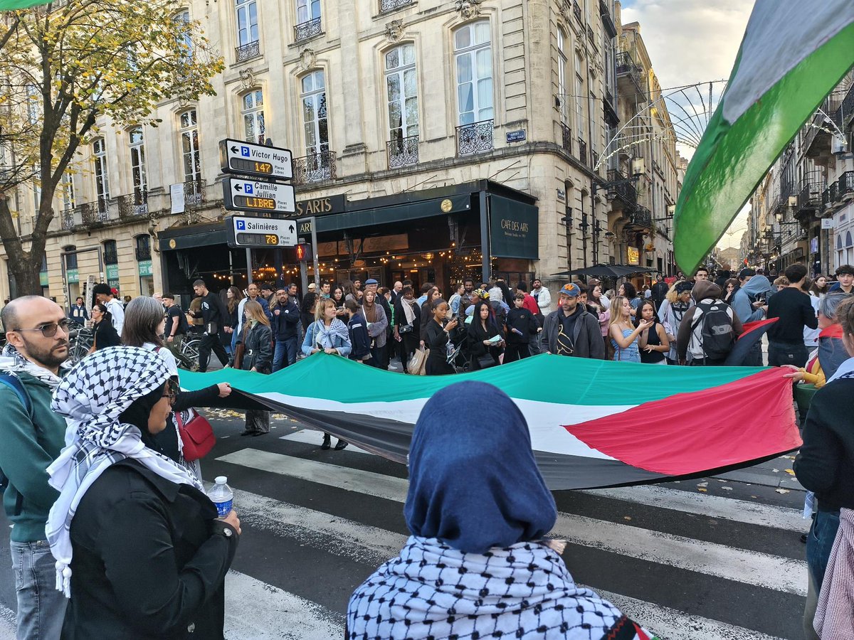 ComiteAction's tweet image. 1/2 Retour sur la 108e manifestation du CAP le 15  novembre à Bordeaux en soutien avec la lutte du peuple 🇵🇸 et tous les pro🇵🇸 réprimés 
Merci à tous ceux qui sont là depuis plus de 2 ans 
Rdv pour une nouvelle mobilisation le 22 novembre 
⏰15h30
📍Place de la Victoire 
#Gaza