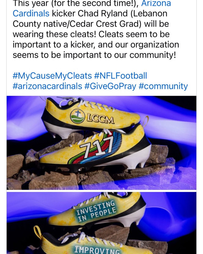 Cedar Crest grad Chad Ryland of the Arizona Cardinals helping to promote Lebanon County Christian Ministries. We are proud of him at St. Mark’s United Church of Christ.