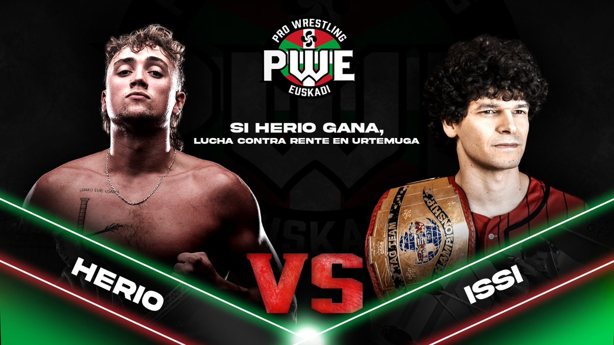 🔥 Segundo combate confirmado para Borrokazulo 9 🔥
Herio llega con una racha imparable. Ahora se enfrenta a IssI, campeón por parejas de RCW junto a Rente.
Si Herio gana, tendrá por fin su oportunidad contra Rente en Urtemuga 2.
¿Será IssI suficiente para frenar su avance? 🔥