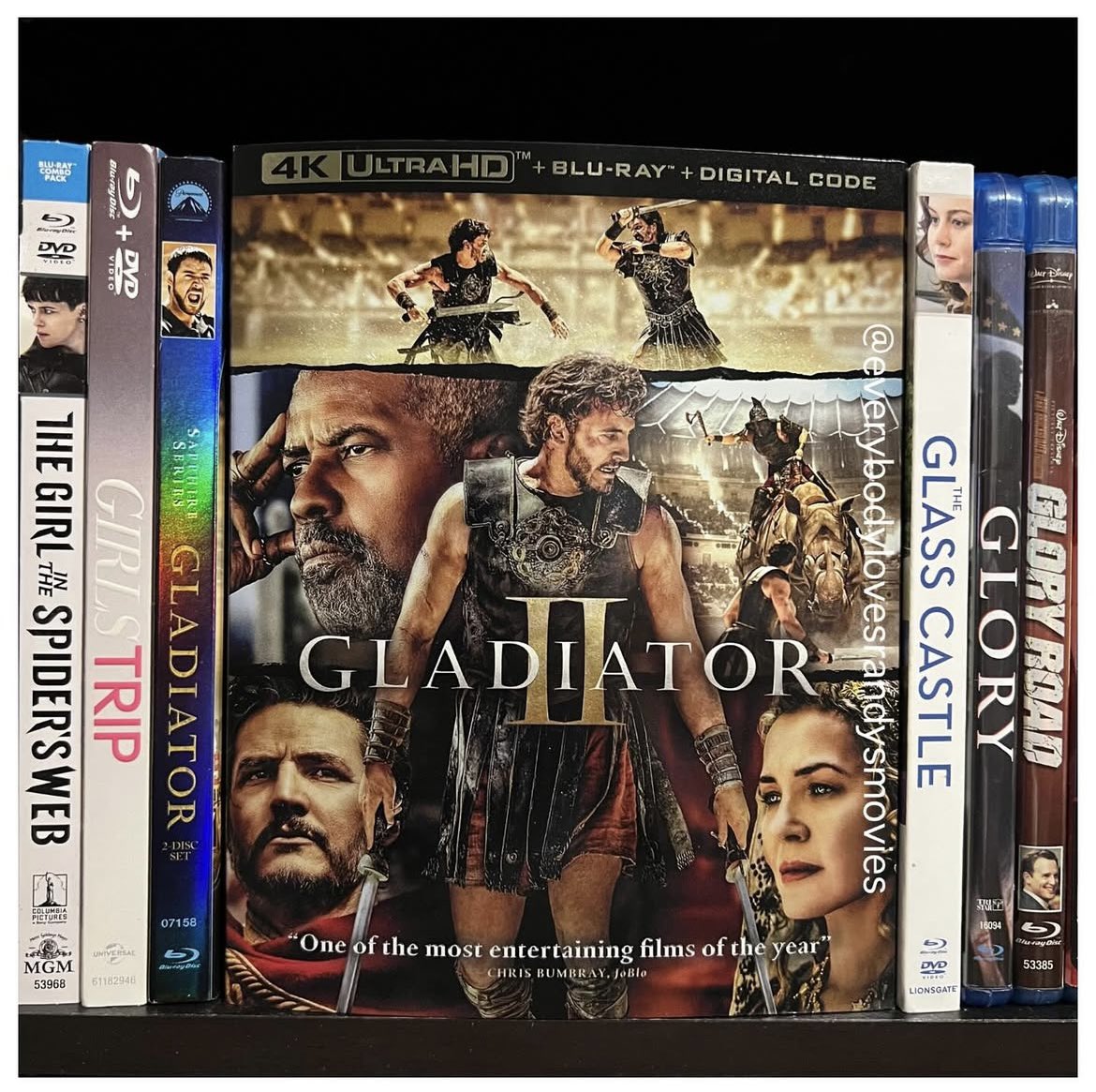RandysMovies's tweet image. Movie: #GladiatorII (2024)

Starring: #PaulMescal #PedroPascal #ConnieNielsen #DenzelWashington #JosephQuinn #FredHechinger #LiorRaz #DerekJacobi #PeterMensah #MattLucas #AlexanderKarim #TimMcInnerny #RoryMcCann 

Directed By: #RidleyScott

#4kBluRay 
#MovieNerd 
#MovieCollector…