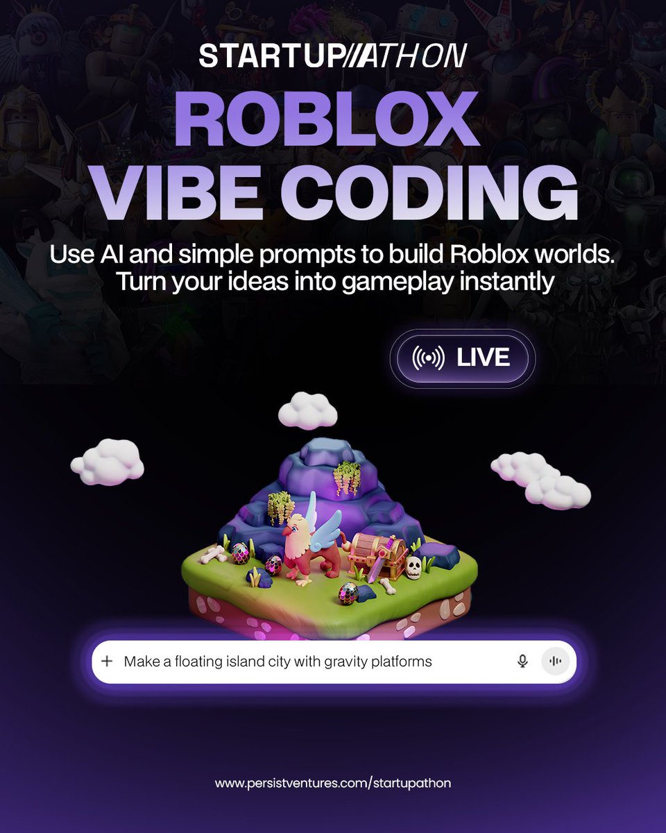 startupathon's tweet photo. 𝐒𝐭𝐚𝐫𝐭𝐮𝐩𝐚𝐭𝐡𝐨𝐧: 𝐑𝐨𝐛𝐥𝐨𝐱 𝐕𝐢𝐛𝐞 𝐂𝐨𝐝𝐢𝐧𝐠 𝐢𝐬 𝐋𝐈𝐕𝐄!

𝘎𝘰𝘭𝘥𝘦𝘯 𝘖𝘱𝘱𝘰𝘳𝘵𝘶𝘯𝘪𝘵𝘺 𝘧𝘰𝘳 𝘈𝘐 𝘌𝘯𝘨𝘪𝘯𝘦𝘦𝘳𝘴! 𝘊𝘰𝘥𝘦𝘳𝘴, 𝘤𝘳𝘦𝘢𝘵𝘰𝘳𝘴, 𝘢𝘯𝘥 𝘷𝘪𝘣𝘦-𝘣𝘶𝘪𝘭𝘥𝘦𝘳𝘴 𝘺𝘰𝘶𝘳 𝘤𝘩𝘢𝘭𝘭𝘦𝘯𝘨𝘦 𝘴𝘵𝘢𝘳𝘵𝘴 𝘵𝘰𝘥𝘢𝘺.

𝘛𝘩𝘪𝘴 𝘪𝘴 𝘺𝘰𝘶𝘳 𝘤𝘩𝘢𝘯𝘤𝘦 𝘵𝘰 𝘵𝘶𝘳𝘯 𝘺𝘰𝘶𝘳 𝘙𝘰𝘣𝘭𝘰𝘹 𝘴𝘬𝘪𝘭𝘭𝘴 𝘪𝘯𝘵𝘰 𝘴𝘰𝘮𝘦𝘵𝘩𝘪𝘯𝘨 𝘳𝘦𝘢𝘭, 𝘦𝘹𝘤𝘪𝘵𝘪𝘯𝘨, 𝘢𝘯𝘥 𝘤𝘰𝘮𝘱𝘦𝘵𝘪𝘵𝘪𝘰𝘯-𝘳𝘦𝘢𝘥𝘺.

💡 𝑩𝒖𝒊𝒍𝒅 𝒚𝒐𝒖𝒓 𝒃𝒆𝒔𝒕 𝒗𝒊𝒃𝒆

🧩 𝑺𝒉𝒐𝒘 𝒄𝒍𝒆𝒂𝒏 𝒍𝒐𝒈𝒊𝒄 + 𝒔𝒎𝒐𝒐𝒕𝒉 𝒆𝒙𝒑𝒆𝒓𝒊𝒆𝒏𝒄𝒆

🔥 𝑺𝒕𝒂𝒏𝒅 𝒐𝒖𝒕 𝒂𝒏𝒅 𝒎𝒐𝒗𝒆 𝒕𝒐 𝒕𝒉𝒆 𝒏𝒆𝒙𝒕 𝒍𝒆𝒗𝒆𝒍

APPLY: https://t.co/h13UgadlZO

𝙏𝙝𝙚 𝙖𝙧𝙚𝙣𝙖 𝙞𝙨 𝙤𝙥𝙚𝙣.

𝙇𝙚𝙩’𝙨 𝙨𝙚𝙚 𝙬𝙝𝙤 𝙘𝙖𝙣 𝙫𝙞𝙗𝙚 𝙖𝙣𝙙 𝙘𝙤𝙙𝙚 𝙖𝙩 𝙩𝙝𝙚 𝙨𝙖𝙢𝙚 𝙩𝙞𝙢𝙚.

#Startupathon #RobloxVibeCoding #RobloxDev #VibeCreators #PersistVentures #BuildTheFuture