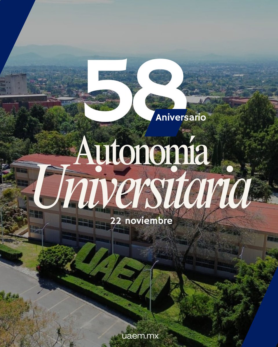 UAEM conmemora el 58 aniversario de su autonomía, un hito en la consolidación de su labor académica, científica y social. Este aniversario reafirma nuestro compromiso con una educación de calidad, la generación de conocimiento y el servicio a la comunidad universitaria.
#UAEM