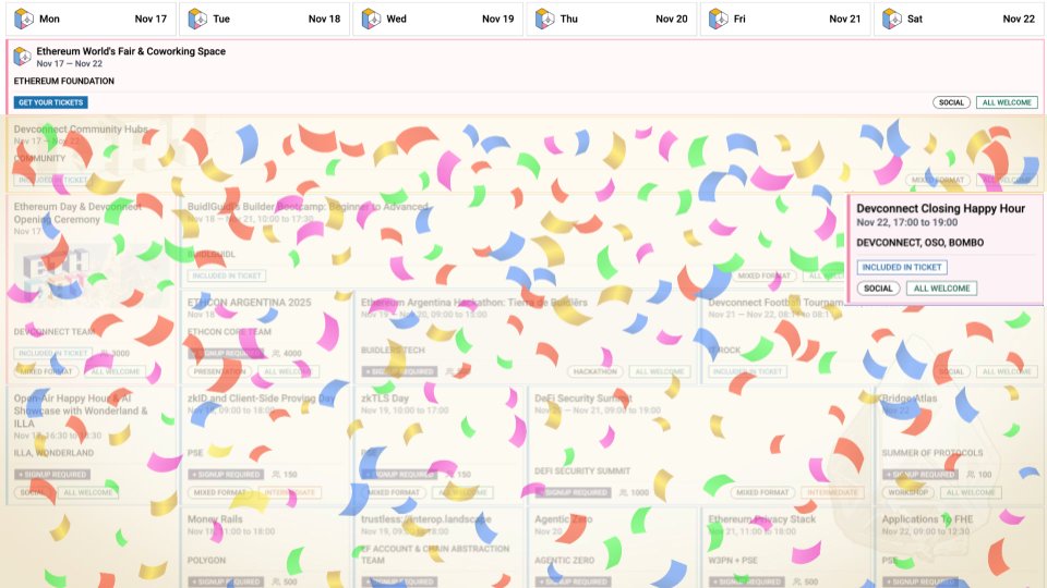 nethan_eth's tweet image. happy hour @EFDevcon + big announcement

tomorrow (nov 22) 5PM @ Music Stage
(drinks start at 4)

+ closing party 🥳