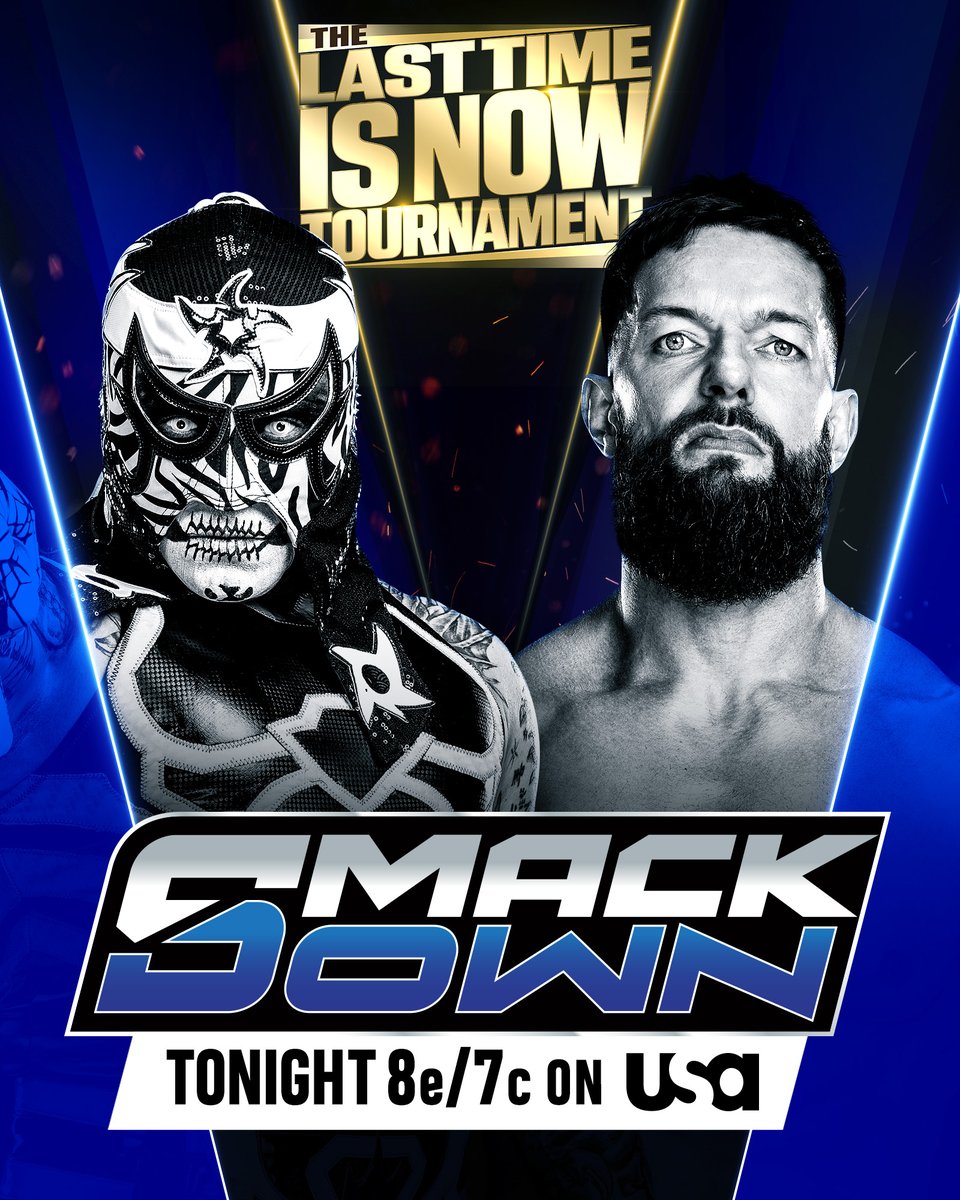 WWE's tweet image. TONIGHT on #SmackDown:

The Last Time Is Now Tournament continues:

@FinnBalor vs. @PENTAELZEROM!

 Who will advance? 👀

📺 8e/7c on @USANetwork