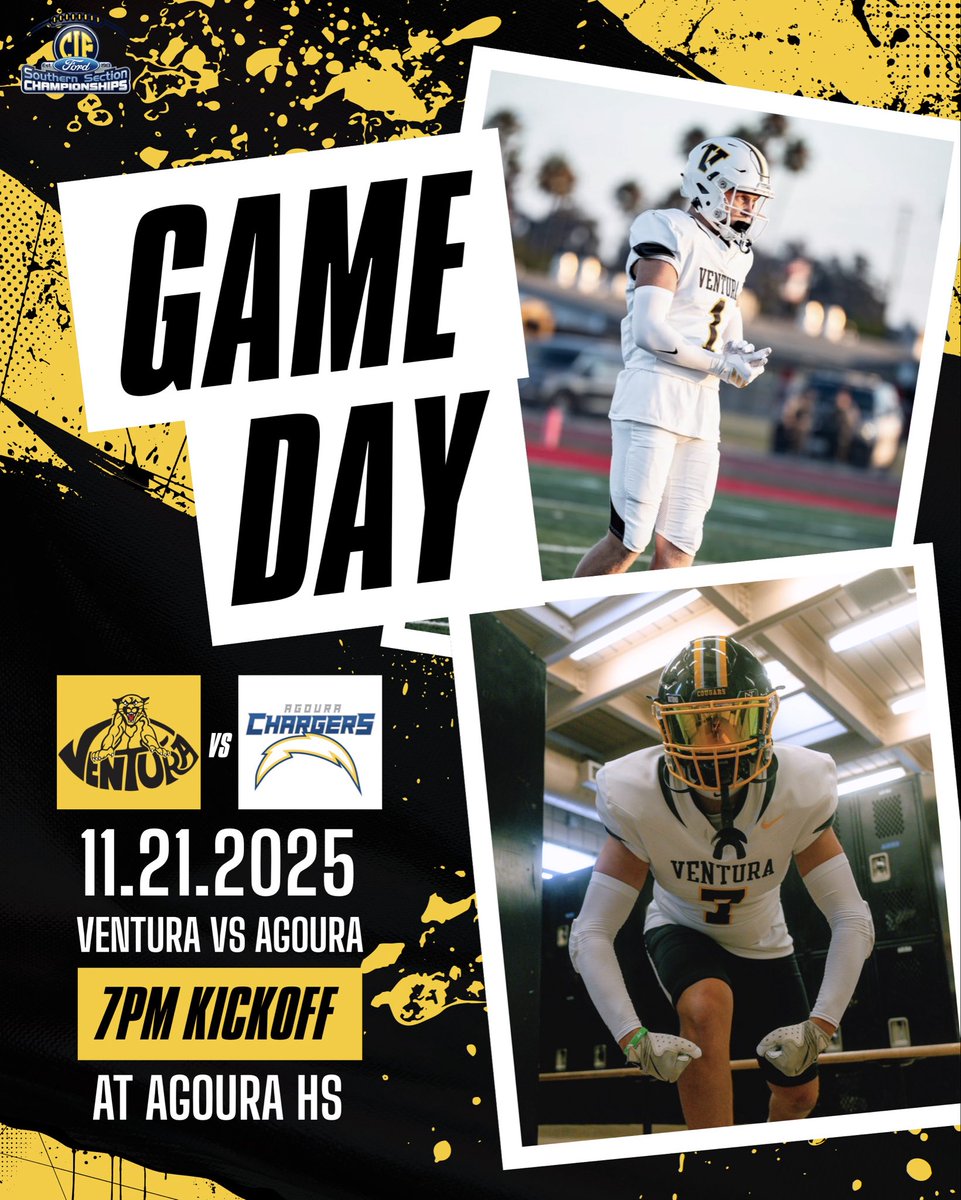 VenturaFootball's tweet image. 🚨IT’S GAMEDAY🚨 We will traveling AWAY to Agoura HS for Round 3 of the CIF-SS Division 6 Playoff Semi-Finals TONIGHT at 7:00pm! Come out and support the Cougars proudly!

#CougarPride 
#RespectTheProcess