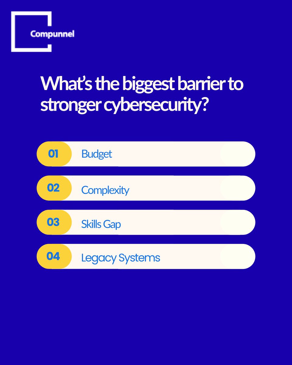 Compunnelinc's tweet image. Cyber resilience starts with removing barriers inside your org, not just blocking attacks outside. 

Read more: hubs.li/Q03Vm3-50

What’s your biggest challenge? Vote now 👇 

#CyberProtection #CyberAwareness #Compunnel #Cybersecurity