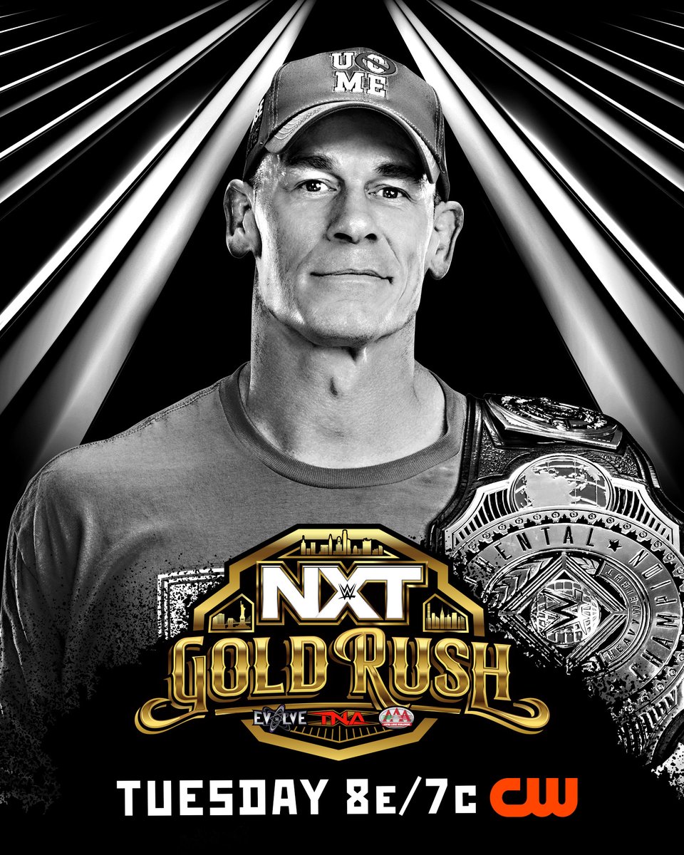 WWENXT's tweet image. 🚨 NEXT WEEK at Week Two of #NXTGoldRush 🚨

@JohnCena will select Men&apos;s and Women&apos;s Iron Survivor competitors!