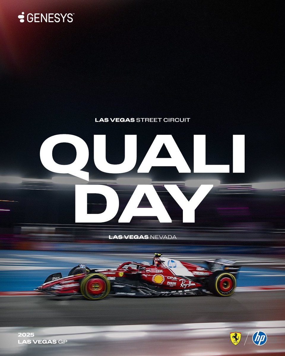 ScuderiaFerrari's tweet image. It’s Quali Day here in Las Vegas! 🏁🇺🇸