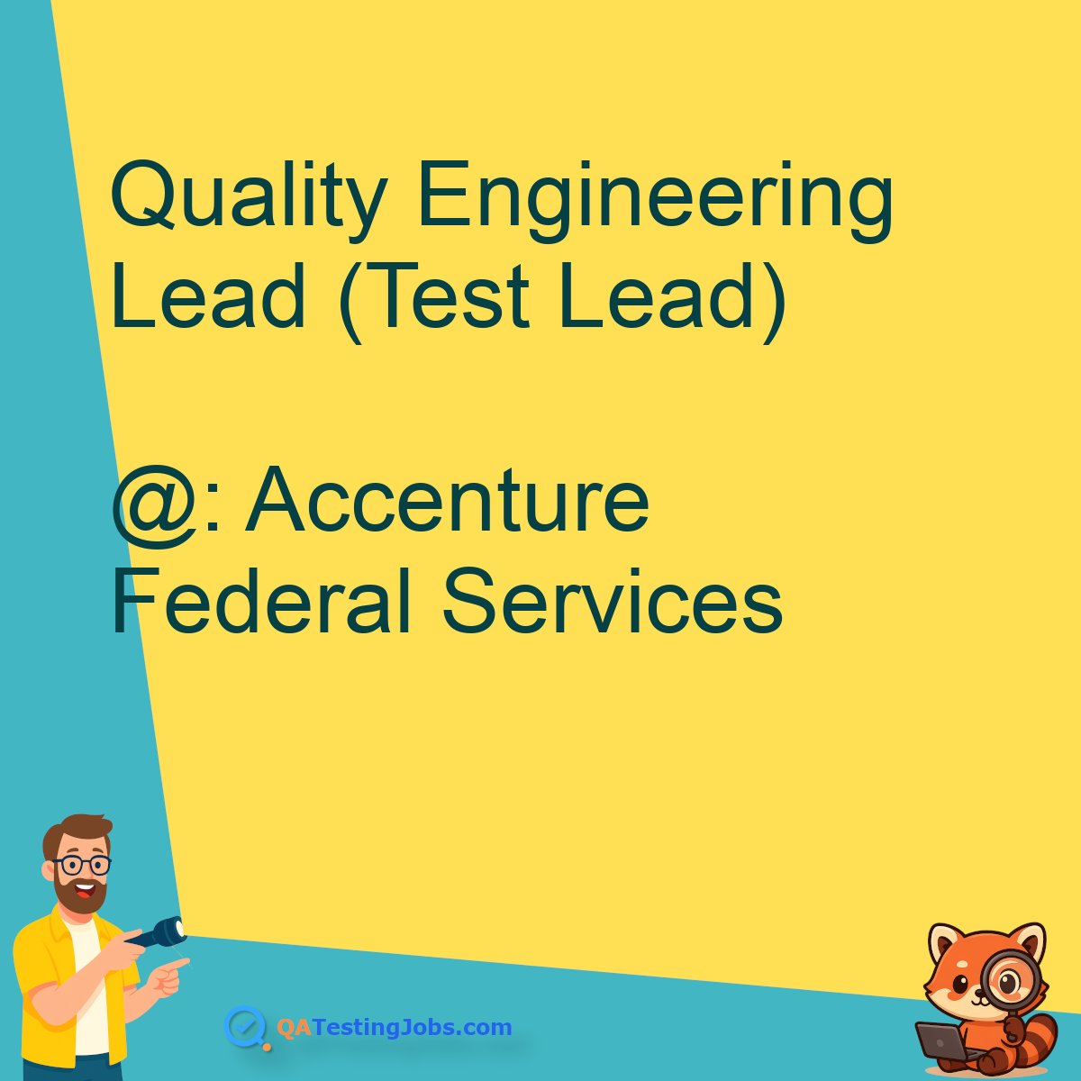 QATestingJobs's tweet image. Title: Quality Engineering Lead (Test Lead)
Company: Accenture Federal Services
Country: India
City: Bengaluru
Employment Type: full-time
Location: onsite
Remote/Onsite: onsite
Visa Support: 
#agilepractices #automatedtesting #devopspractices #microfocusloadrunner #multilocation…