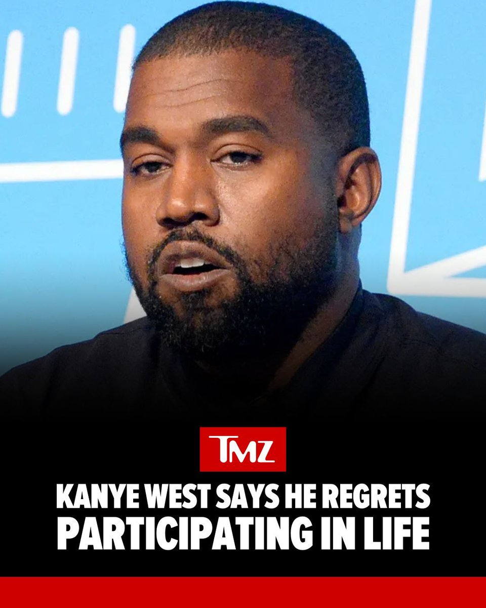 TMZ's tweet photo. Kanye West turned a fun fashion TikTok into an existential crisis ... changing the vibe of the video in an instant when he said he regretted participating in life.

Read more: https://t.co/zu5jN4JE1O https://t.co/TG2V3caK3o