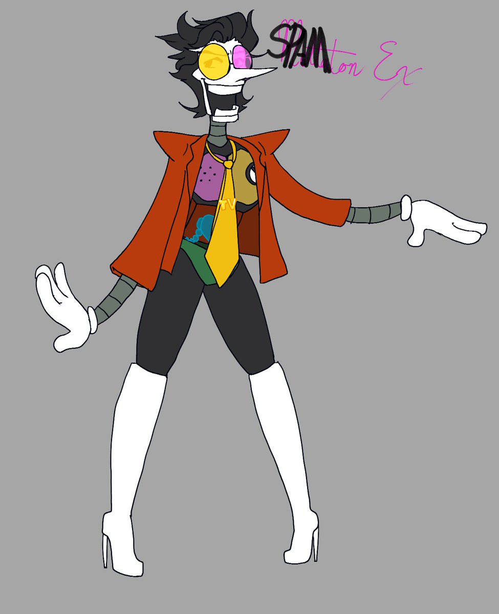 MiscMango's tweet image. shoulda figured id come crawling back here.  have my spamton EX design.  yes, he totally stole tenna's jacket and tie