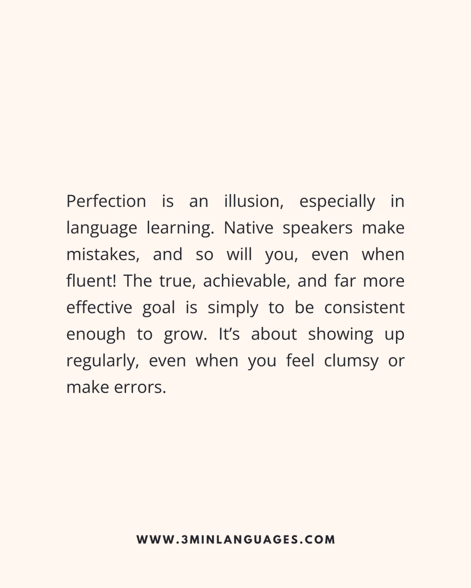 3MLanguages's tweet image. The goal isn’t perfection; it’s consistent growth.
 👉 Grow in 3 minutes: 3minlanguages.com

#3MinuteLanguages #StudyIn3 #LanguageLearning #MicroLearning #Consistency #LearnFrench #LearnSpanish #LearnGerman #LearnItalian #LearnPortuguese