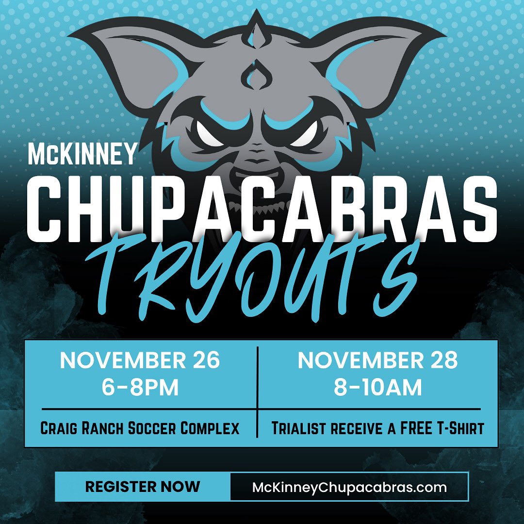 McKChupacabras's tweet image. November tryouts are NEXT WEEK! ⏳ Register for your spot on our website today! ⚽️