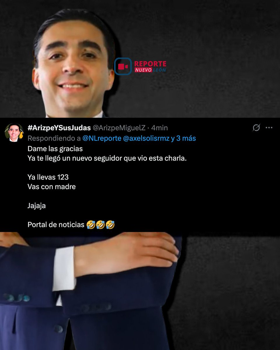 NLreporte's tweet photo. Gracias #ArizpeYSusJudas por Soberbios como tú uno crece en el medio 😅 (sin pagar -con dinero u otras cosas- a #juditas) Y como todo #cobarde arroja la piedra y se esconde. Cuidado @mediotiempo y @telediario no les vaya a morder y correr también 😅 Como con @elnorte https://t.co/uam49jVPUH