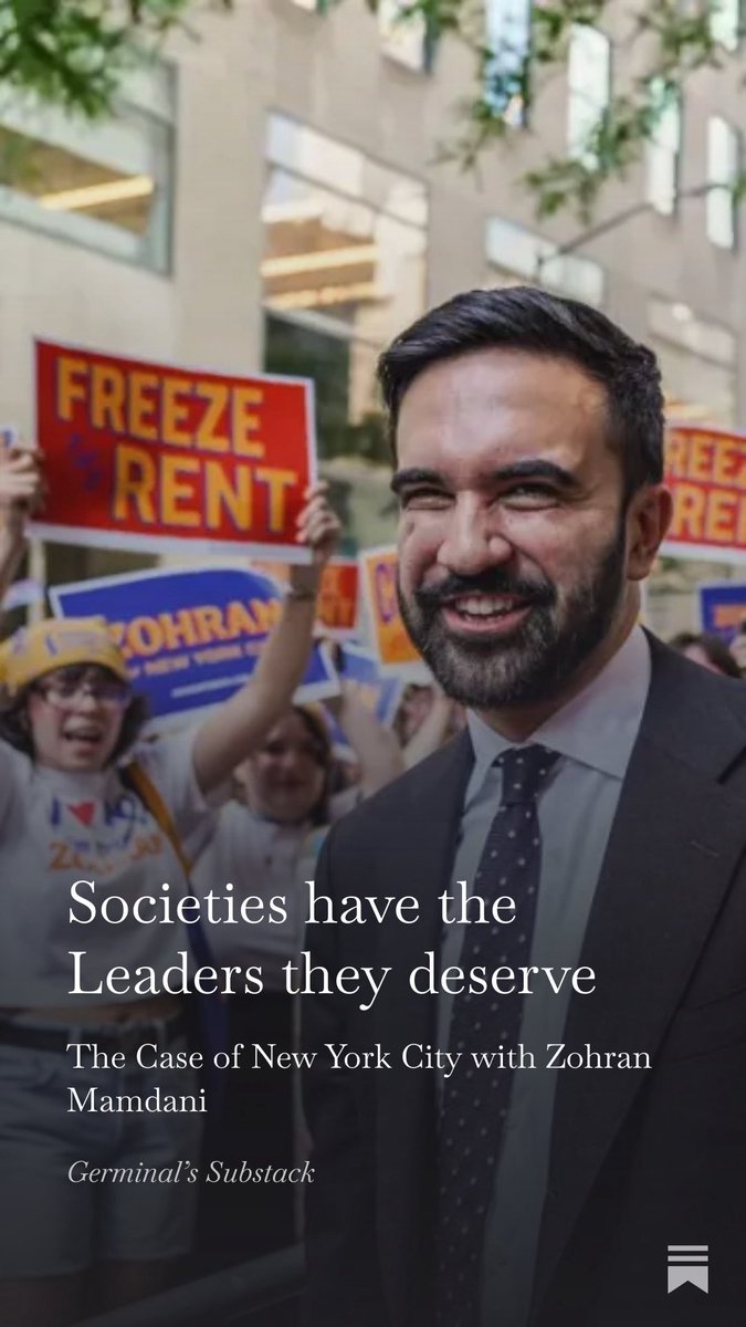 open.substack.com/pub/germinalgv…

Check out my latest article on why New Yorkers chose to elect Mamdani while knowing full well that socialism doesn't work and never will. 

#Mamdani #newyorkcity #socialism