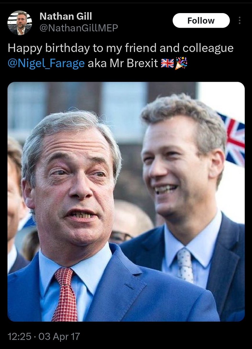 nickreeves9876's tweet image. Here is Nathan Gill tweeting a Happy Birthday to Nigel Farage, aka  &apos;Mr Brexit&apos;. 

And here is Farage with Russian propagandist Nadia Sass, the wife of Nathan Gill&apos;s handler, Oleg Voloshyn,

And here  is Farage in what appears to be Gill&apos;s office holding a &quot;Leave and Let Die&quot;…