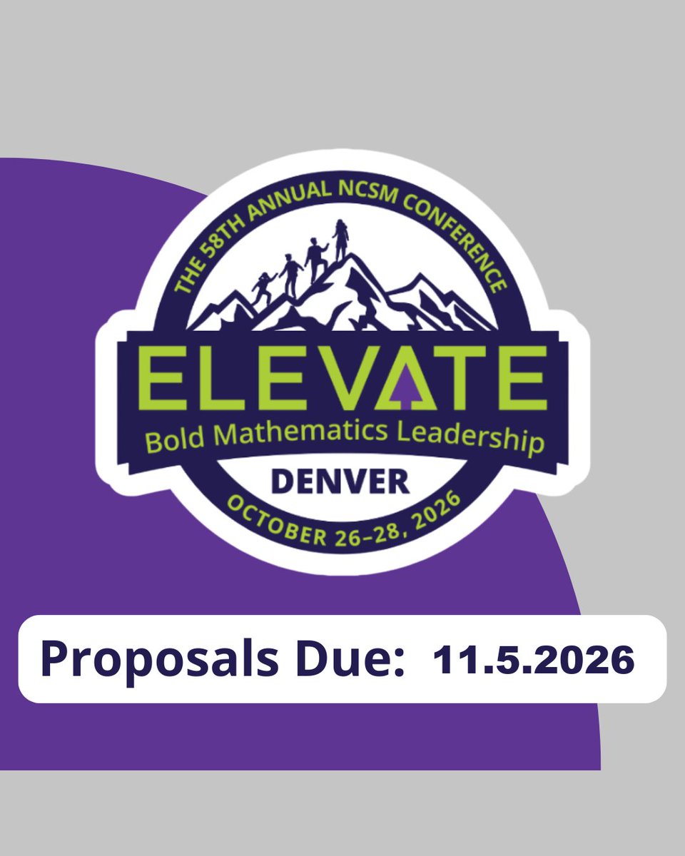 pwharris's tweet image. Don&apos;t forget that the NCSM proposals are due November 5, 2026.
Any suggestions of what you&apos;d like to hear about most?
na2.hubs.ly/H029G9J0
#MathIsFigureOutAble #MTBoS #ITeachMath #MathEd