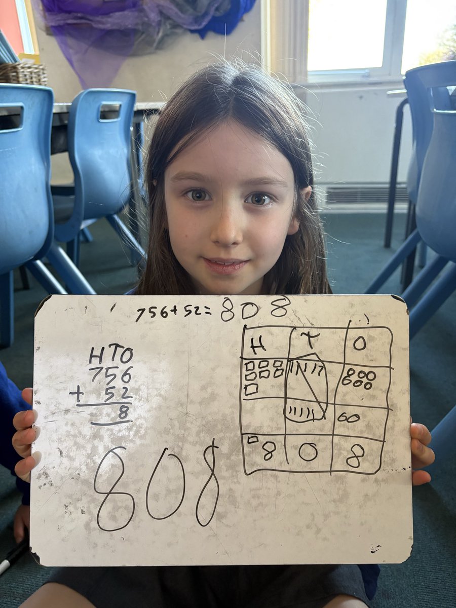 HT_OssettY34's tweet image. We are seeing so much progress in our maths learning 🤩 it’s great to see children understanding the addition column method! We were adding three digit and two digit numbers together today!
