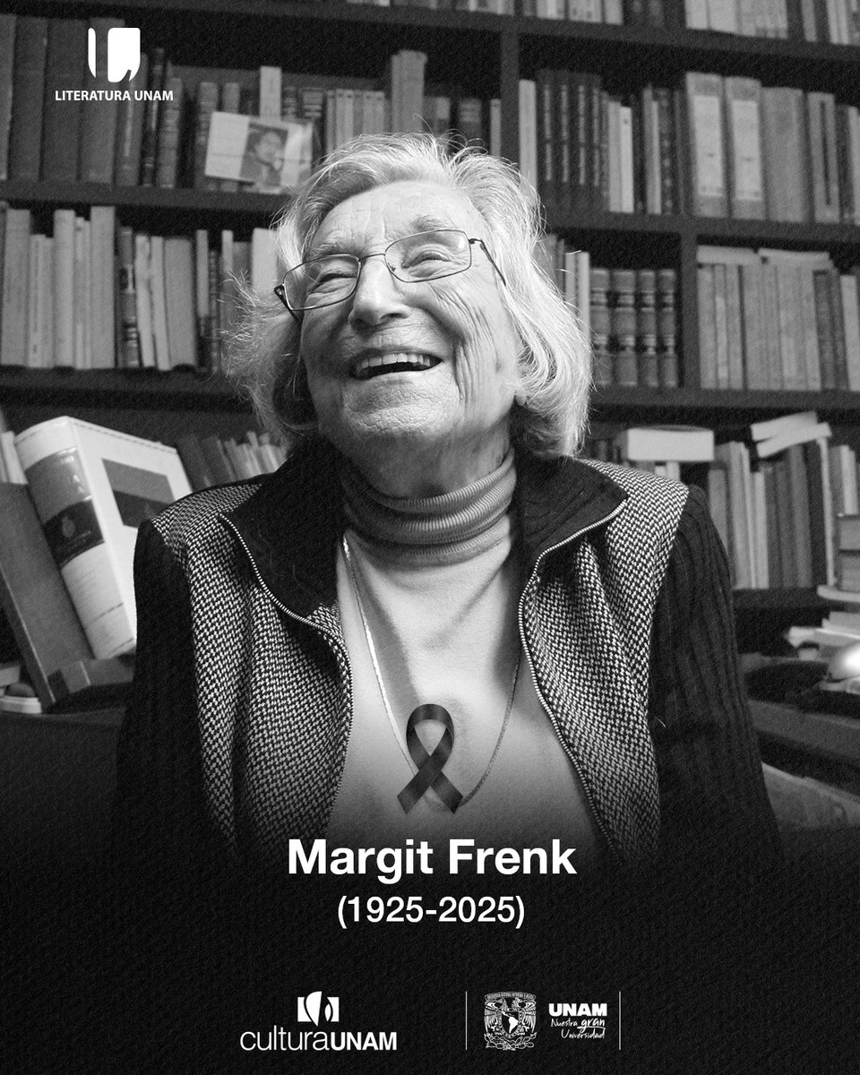 LiteraturaUNAM's tweet photo. Lamentamos el fallecimiento de la excepcional Dra. Margit Frenk (1925-2025).

Profesora emérita, investigadora incansable y maestra de generaciones, dedicó su vida a rescatar y comprender la riqueza de la lengua española, desde la lírica popular hasta el Siglo de Oro. Su trayectoria en la UNAM, El Colegio de México y la Academia Mexicana de la Lengua deja un legado académico fundamental.

Descanse en paz. 🖤

[Foto: Revista Común]