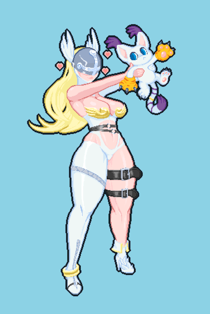 KamiEneru's tweet photo. Angewomon shows you her Gatomon #pixelart #Digimon https://t.co/rV2dRTBKgX