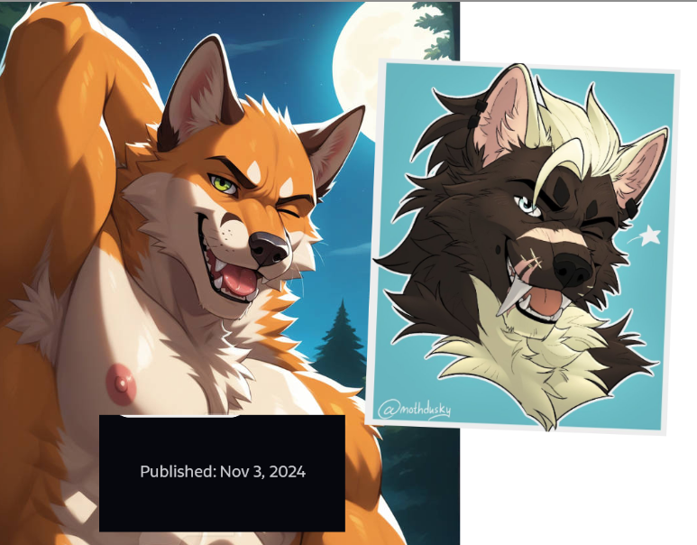 vakaivakai's tweet photo. @hornedbun since you're the mothdusky guy basically 😭 ill just put it here that she's currently advertising commissions with ai traced art. im sure the other two are traced, im just too lazy to find them in her da favs https://t.co/6pTd54dNlv
