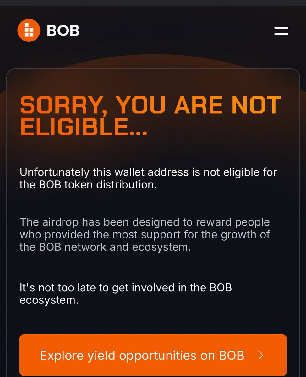 When I say I was devastated the moment $BOB went live, you won’t believe me.

Yes, I wasn’t eligible 
After snapping for 3 months, 2 weeks till tge, CookieDotFun did some terrible “Algo update” and that threw me from 299 to 540 💔

But the vision remains the same, make Bitcoin