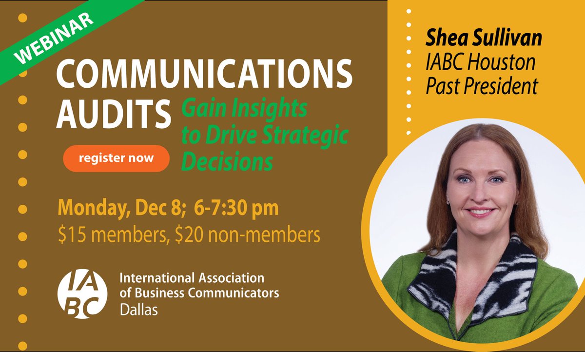 IABCHouston's tweet image. 🗓️Mark your calendar: Monday, Dec. 8, 6–7:30 pm

This high-impact virtual session will leave you equipped to elevate your organization’s communication performance with confidence.

#InternalComms #audit