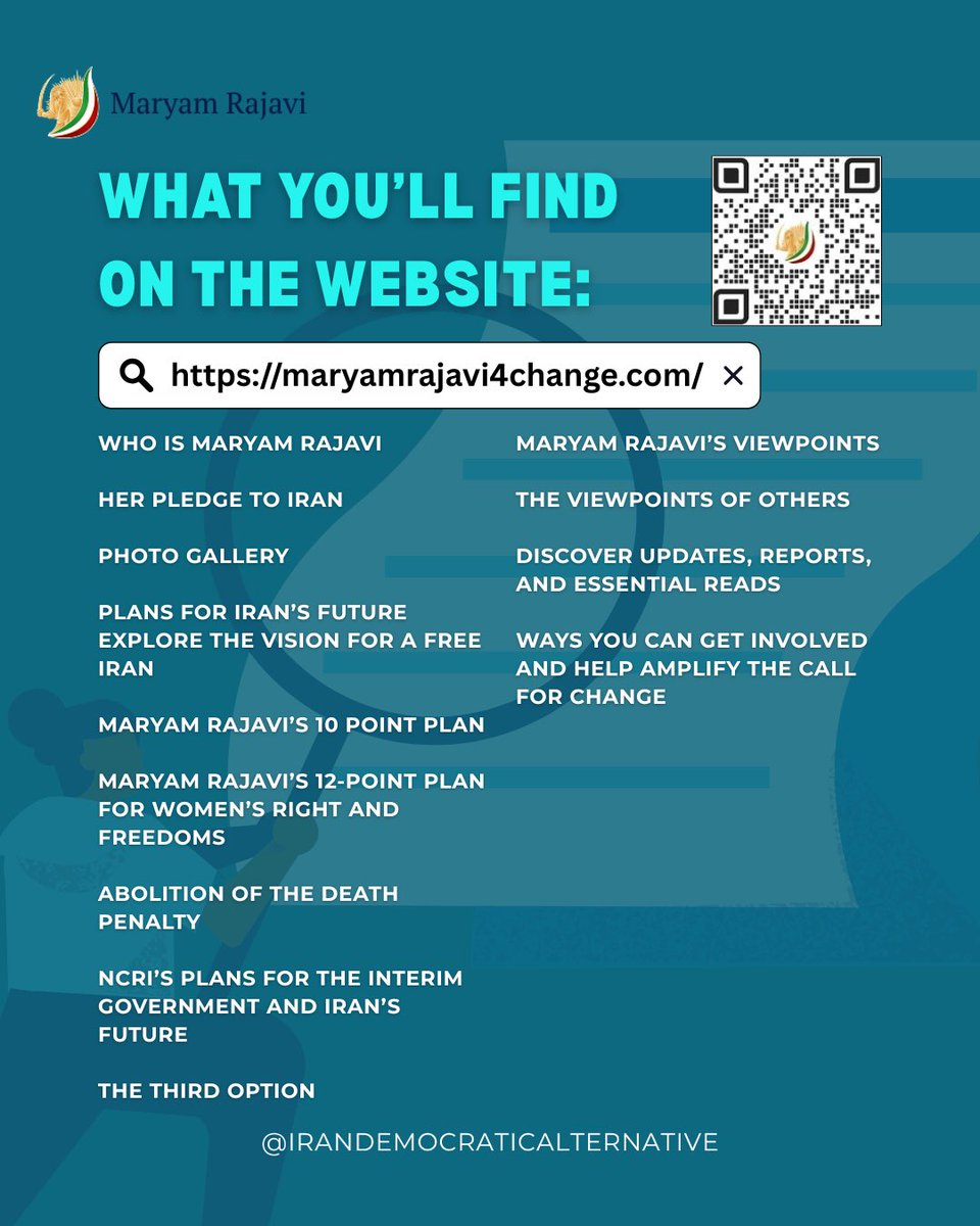 IranDemoAlt's tweet image. Explore the Platform for a Free &amp;amp; Democratic Iran

The website maryamrajavi4change.com brings together Maryam Rajavi’s vision, statements, and the full 10-Point Plan — the democratic alternative supported by millions of Iranians and endorsed by parliamentarians across EU &amp;amp; NA.