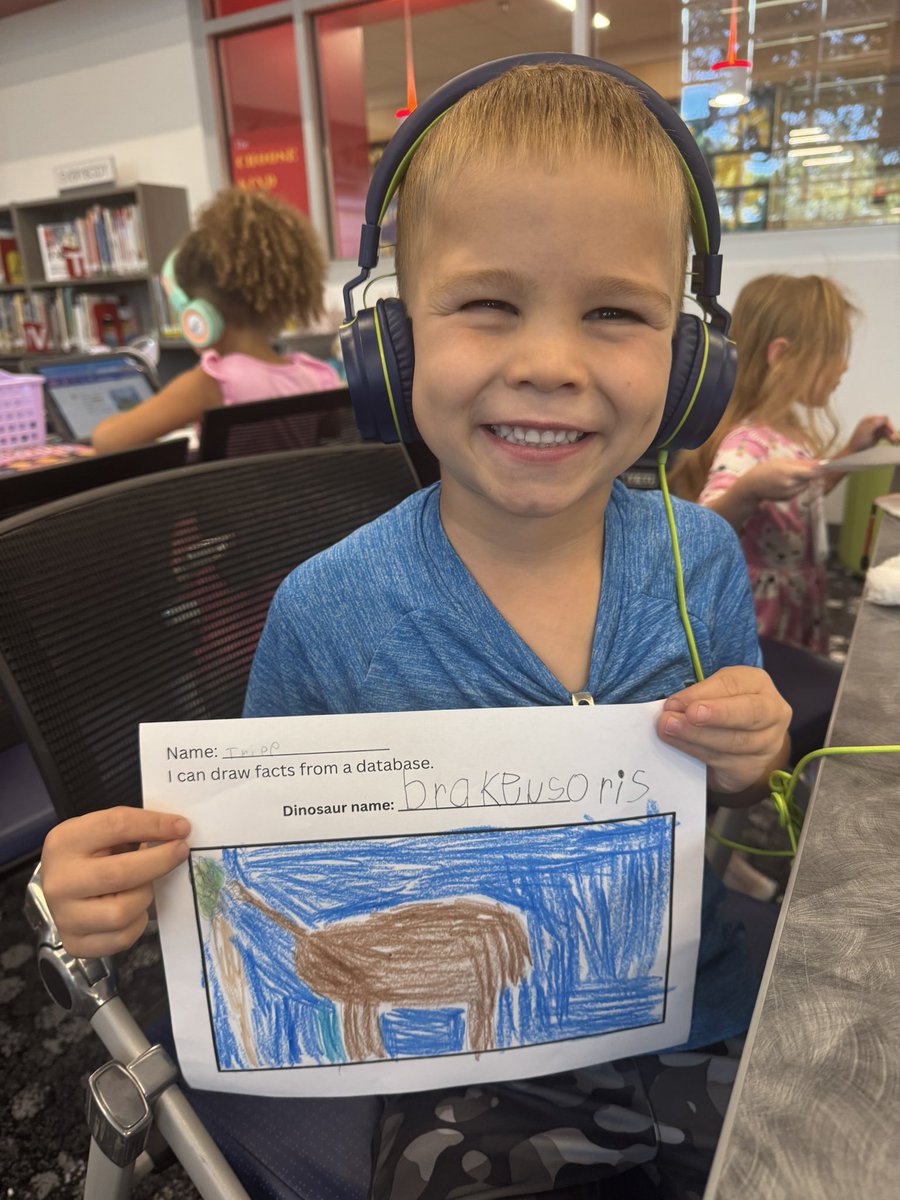 MohawkReads's tweet image. Dinovember Wrap-Up! Kinder had a roaring good time spotting our “loose” library dinos around the school! 🦖 They also explored nonfiction books and databases to learn real dinosaur facts. #mohawkreads #librariesinrisd #risddreambig