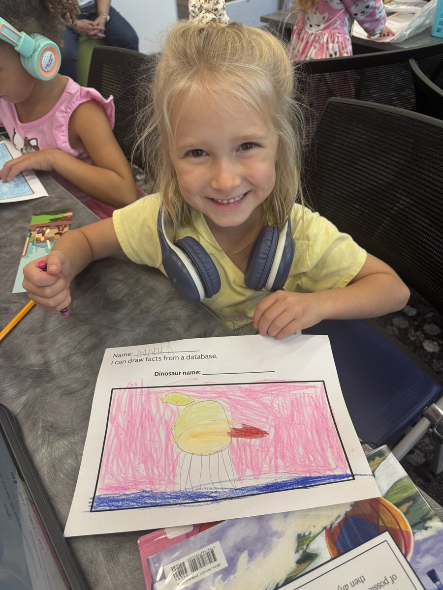 MohawkReads's tweet image. Dinovember Wrap-Up! Kinder had a roaring good time spotting our “loose” library dinos around the school! 🦖 They also explored nonfiction books and databases to learn real dinosaur facts. #mohawkreads #librariesinrisd #risddreambig