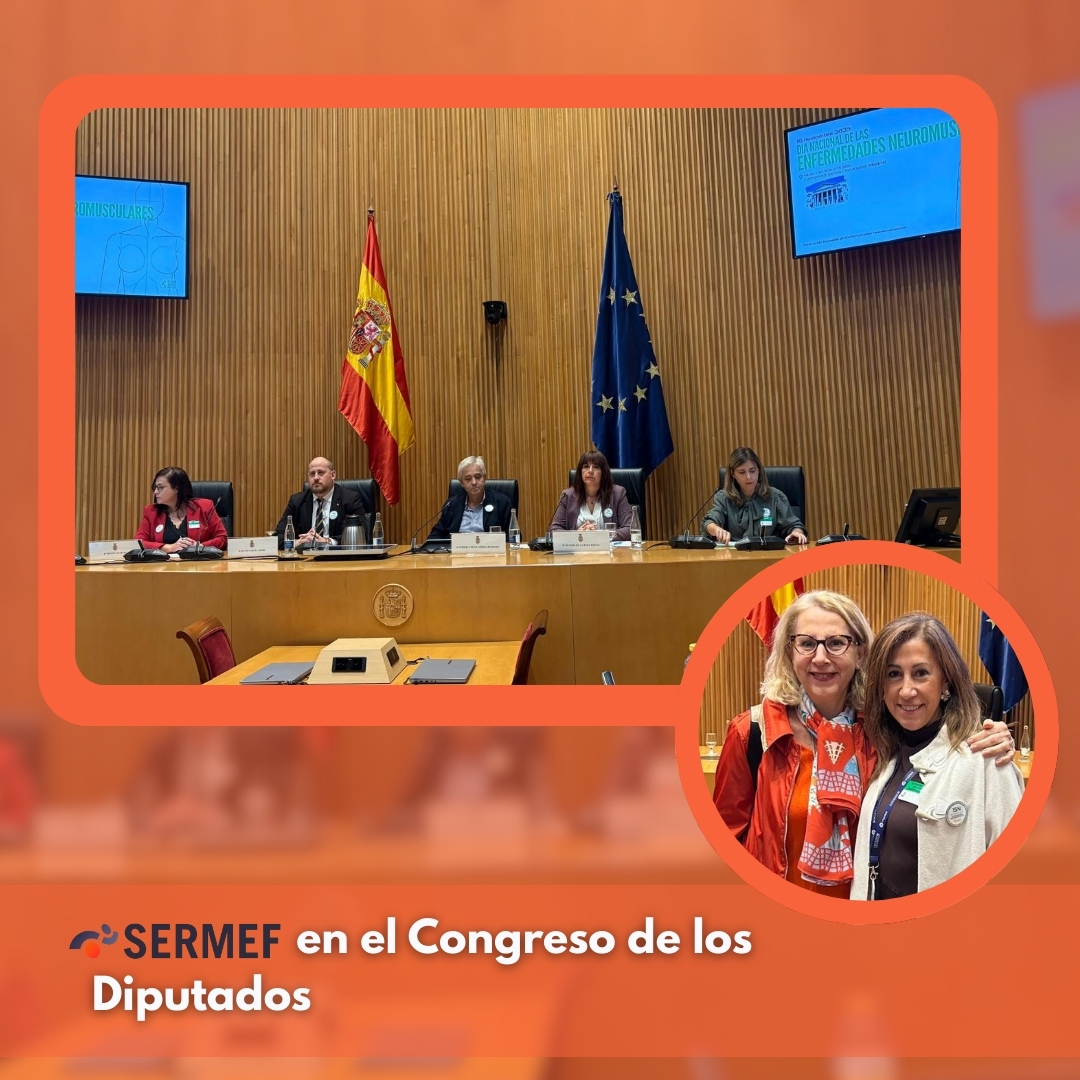 🏛️SERMEF estuvo presente en el Congreso de los Diputados junto a pacientes, familias y Federación ASEM, apoyando la visibilidad y la atención integral de las enfermedades neuromusculares. Nuestro agradecimiento a Carolina de Miguel y M.ª Rosario Urbez por representarnos.