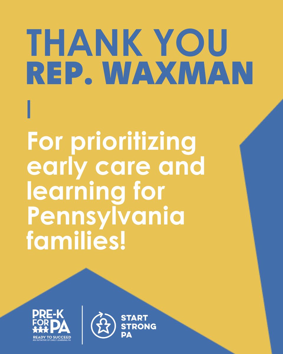 Thank you <a href="/RepBenWaxman/">Rep. Ben Waxman</a> for voting on a PA budget that prioritizes children and early education workforce investments!