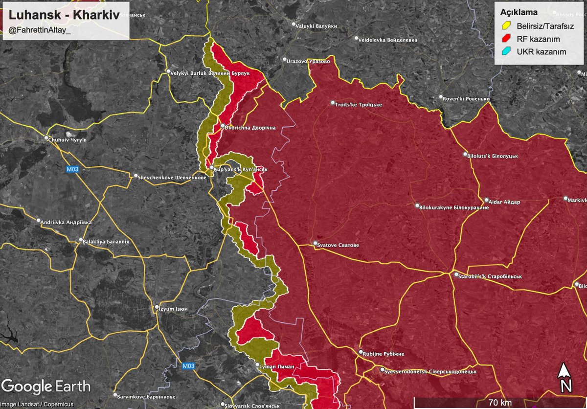 FahrettinAltay_'s tweet image. Ukrayna bütün hatlar 5 Aylık Güncelleme

- Ukrayna güçleri karşı taarruzlar ile Donetsk ve Sumy&apos;de 9 köyü geri almayı başardı.

- Rus güçleri 164 köy, #Pokrovsk ve #Kupyansk,  kasaba/ilçe merkezlerini ele geçirdi.