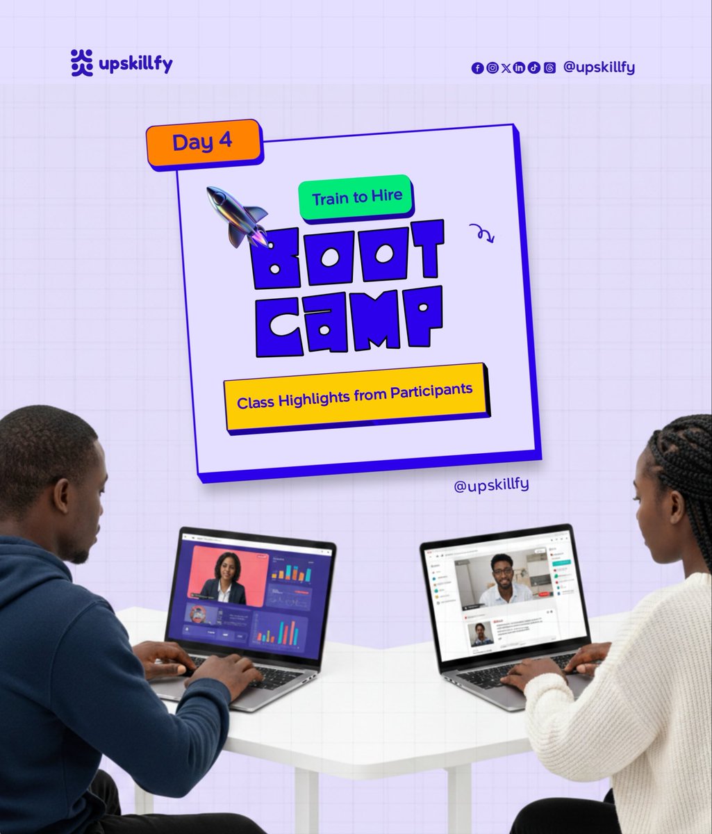 upskillfy's tweet image. Day 4 highlights
Practical lessons. Real growth. More confidence.
Our learners are leveling up fast and the feedback has been wholesome.

The right skills + the right community = unstoppable progress.

Bootcamp continues.

#Upskillfy #Bootcamp #DigitalSkills #TechTraining #Learn