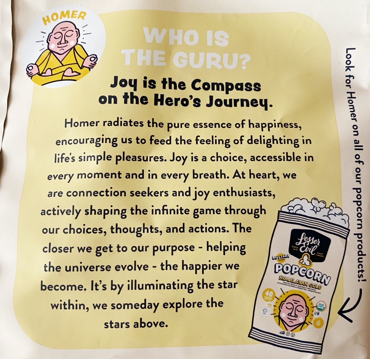 CDrying's tweet image. Profundity found on an unlikely source—a bag of popcorn.