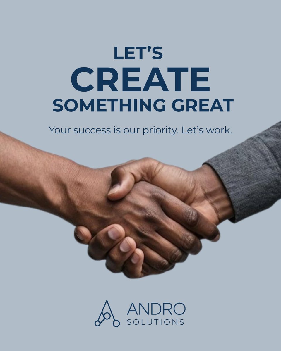 Andro_Solutions's tweet image. Great things start with a strong partnership.
Ready to build your next big idea? Let’s work.
Learn more today.
#AndroSolutions #TechInnovation #DigitalGrowth #AndroTeam #CreativeTech