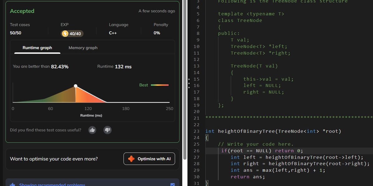 Kaushal__marcus's tweet image. #Day20 of DSA Problem: 104. Maximum Depth of Binary Tree (@LeetCode )
Height of Binary Tree (@geeksforgeeks )
 #100DaysOfChallenge #DSA #CPlusPlus #Coding #100daysofcodingchallenge
