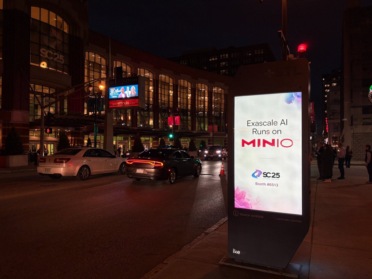 Minio's tweet photo. Incredible energy at @Supercomputing this year. From AI practitioners to HPC architects, one theme is emerging: exascale is no longer aspirational; it’s required. #SC25 #AI #ExascaleAI