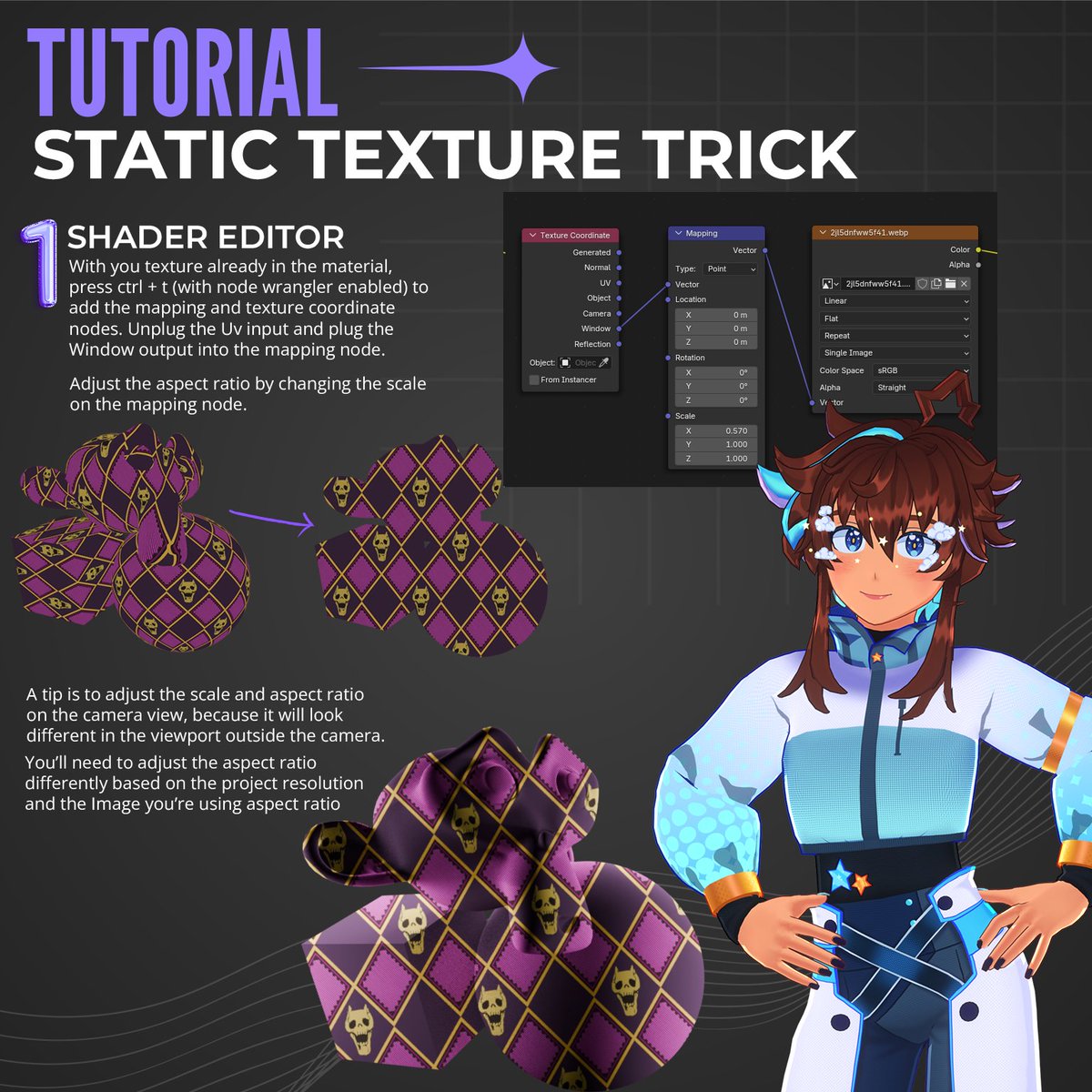 ✨ Blender Tutorial ✨
Static Texture Trick 💙💜

#VTuber