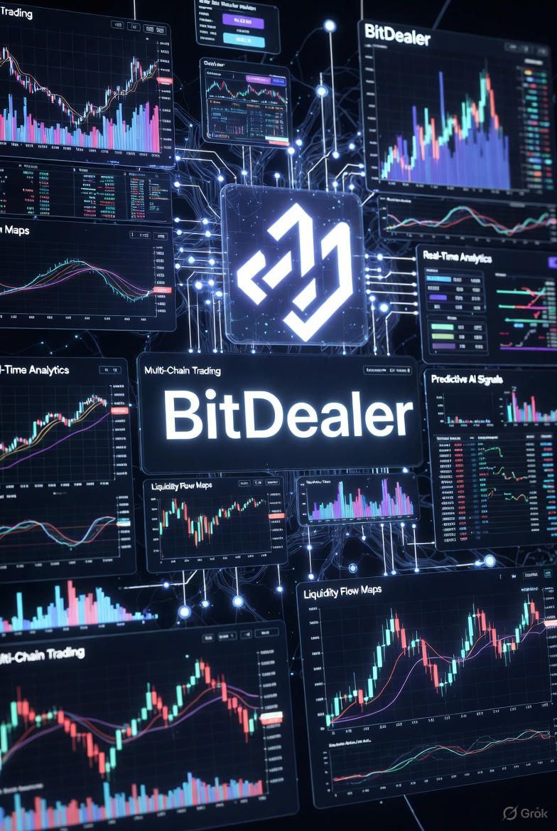 cryptocaptan55's tweet image. Market dominance comes from intelligence, reaction time and precision and BitDealer brings all three into one unified trading engine. Across more than 50 blockchains, $BIT delivers a multi chain execution environment where traders can analyze sentiment shifts, liquidity movements…