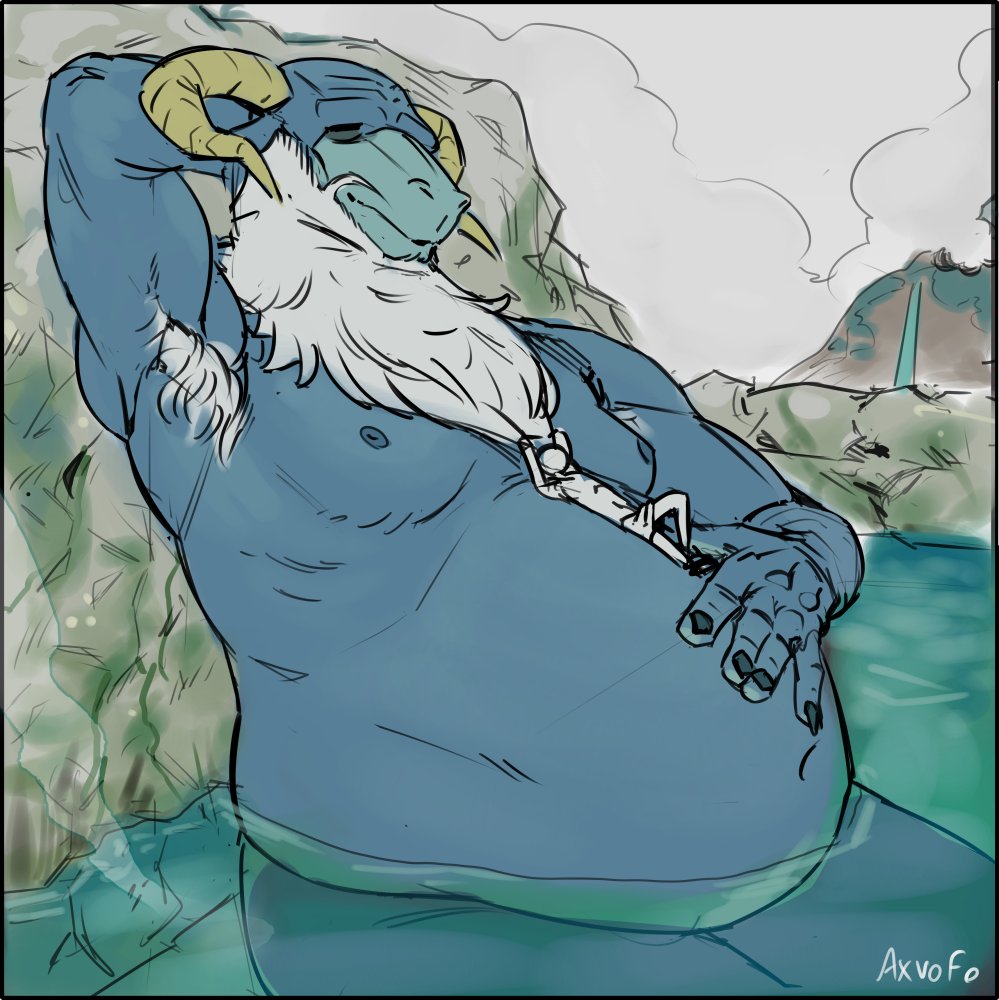 axvofo's tweet image. Peepaw Moro relaxing in a hot spring, ft Y/N