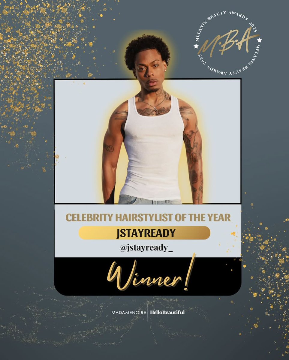 MadameNoire's tweet image. Our Celebrity Hairstylist Award winner, @jstayready_ , was chosen by the people, and for good reason. ✨

#MelaninBeautyAwards | bit.ly/4oS5ZGg

This powerhouse Celebrity Hair Stylist, has laid some of the most iconic tresses in the game, blessing legends like Brandy,…