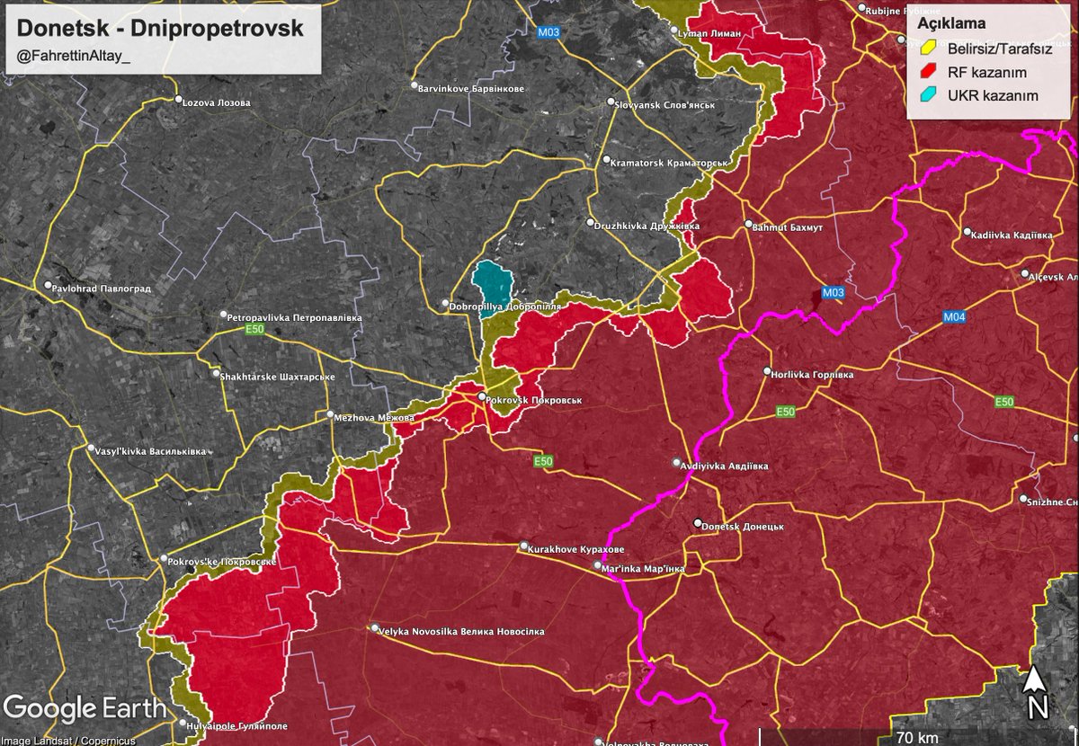 FahrettinAltay_'s tweet image. Ukrayna bütün hatlar 5 Aylık Güncelleme

- Ukrayna güçleri karşı taarruzlar ile Donetsk ve Sumy&apos;de 9 köyü geri almayı başardı.

- Rus güçleri 164 köy, #Pokrovsk ve #Kupyansk,  kasaba/ilçe merkezlerini ele geçirdi.