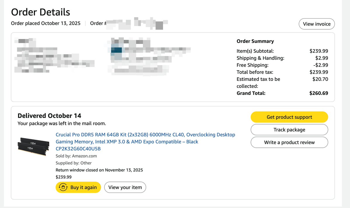 theo's tweet image. I knew the memory pricing thing was bad but, like, wtf??

I bought 64gb of ram 4 weeks ago for $240.

Same kit right now is $498.