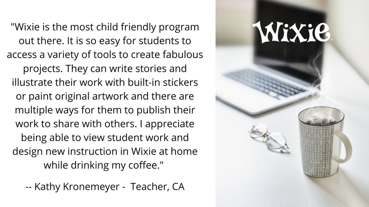 Tech4Learning's tweet image. &quot;I appreciate being able to view student work and design new instruction in Wixie at home while drinking my coffee.&quot;

Create a classroom account today and try Wixie free for 90 days!

static.wixie.com/eval