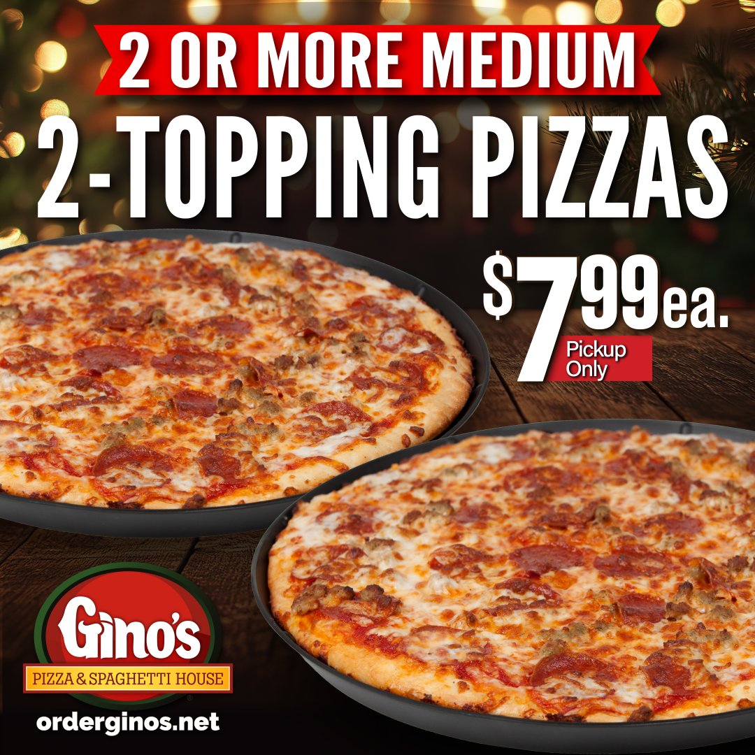 GinosPizzaWV's tweet image. ⚡Save your energy for next week!  Let us cook for your crew or just you!  So many winter deals! 🍕 👉orderginos.net

Available at participating locations. For a limited time.

#ginospizzawv #funfridayvibes #pizzaparty #pizzalovers #PizzaNightDoneRight