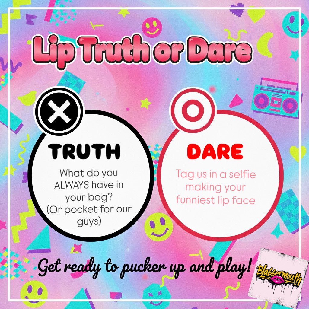 BuyBlabbermouth's tweet image. Truth .. or DARE 😉

#blabbermouth #truthordare #fridayfun #selfie #whatsinyourbag #whatsinyourpocket #tagsomeone