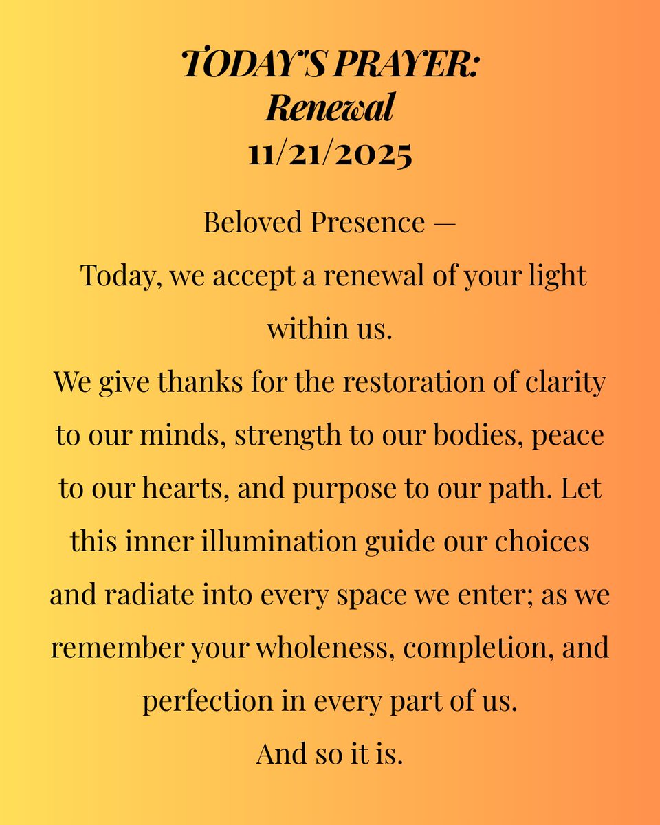 OTCAtlanta's tweet photo. 🌿 Today's Prayer: Renewal

May Your light rise within us once again.
As we speak this prayer, we welcome clarity to the mind, strength to the body, peace to the heart, and purpose to the path.
#Prayer #Renewal #TheMorningAlignment https://t.co/PmXONEqqnf